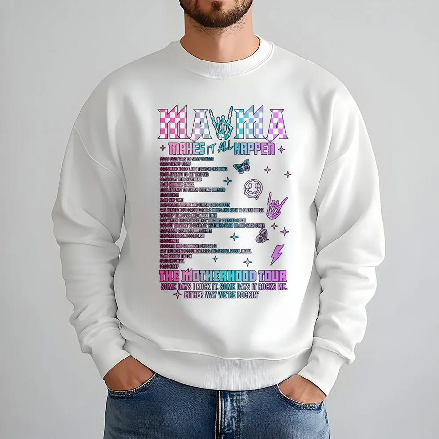 Mama The Motherhood Tour Sweatshirt | Funny Rocker Mom Graphic Tee | Premium Cotton Blend | Perfect Mother's Day 2026 Gift for Tired Moms