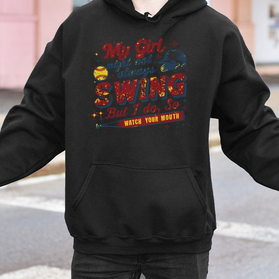 Softball Mom Hoodie | Funny Sport Graphic Print | Cotton Blend Premium Sweatshirt | Gift for Baseball Softball Parents