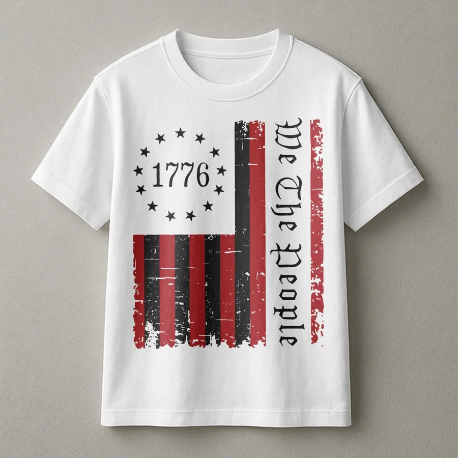 We The People 1776 T-Shirt | Distressed Patriotic American Flag Graphic | Premium Cotton Unisex Apparel | Fourth of July Independence Day Gift