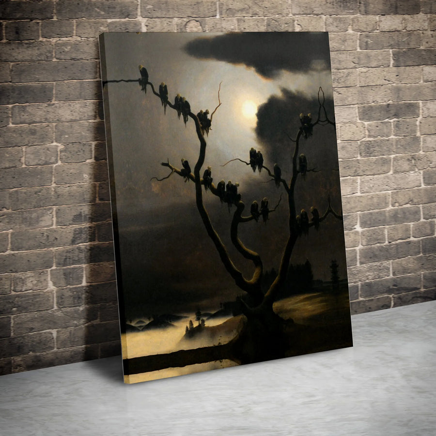 Caspar David Friedrich Tree of Crows Canvas Art | Dark Academia Gothic Wall Decor | Premium 1.25 inch Gallery Wrap | Moody Landscape Gift for Art Lovers
