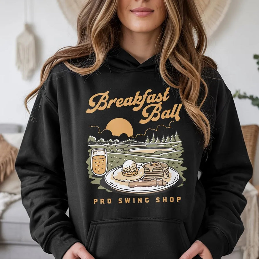 Breakfast Ball Golf Hoodie | Funny Golfing Breakfast Graphic | Premium Cotton Blend | Gift For Golfers & Dad