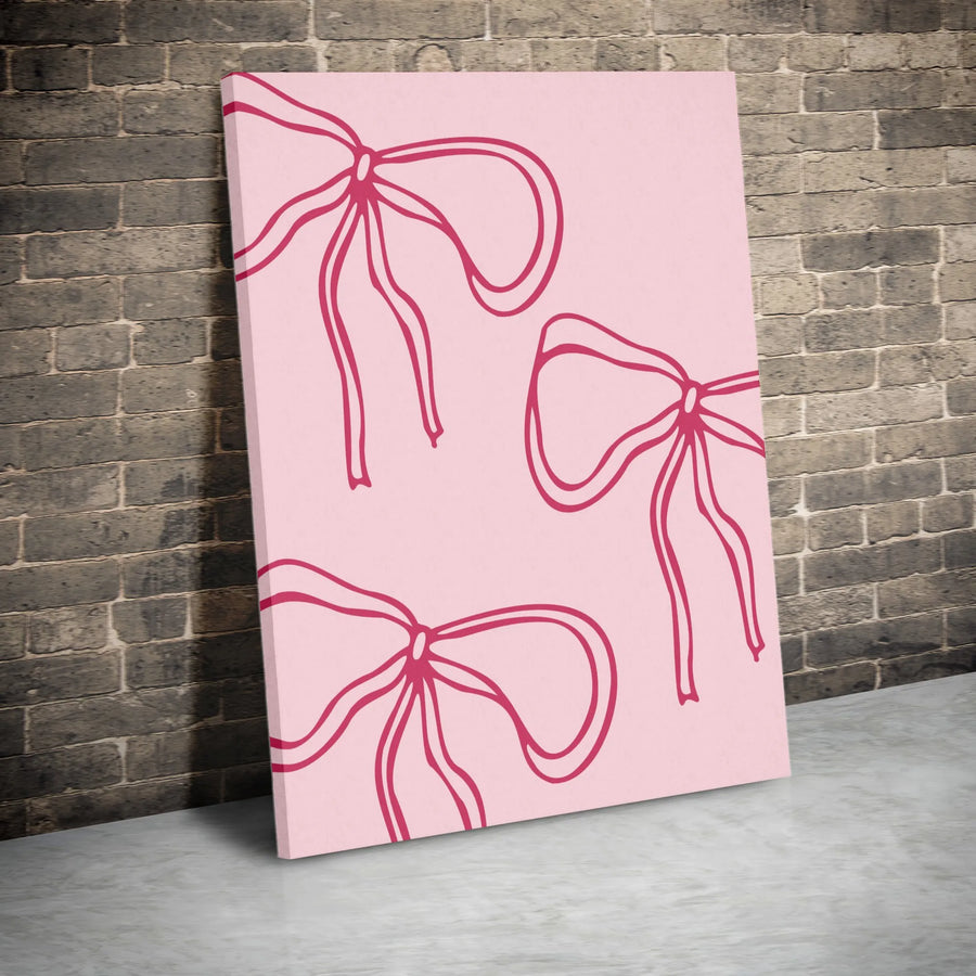 Coquette Bow Canvas Wall Art | Minimalist Ribbon Pattern | Premium Thick Gallery Wrap | Gift for Her, Girly Dorm Room Decor