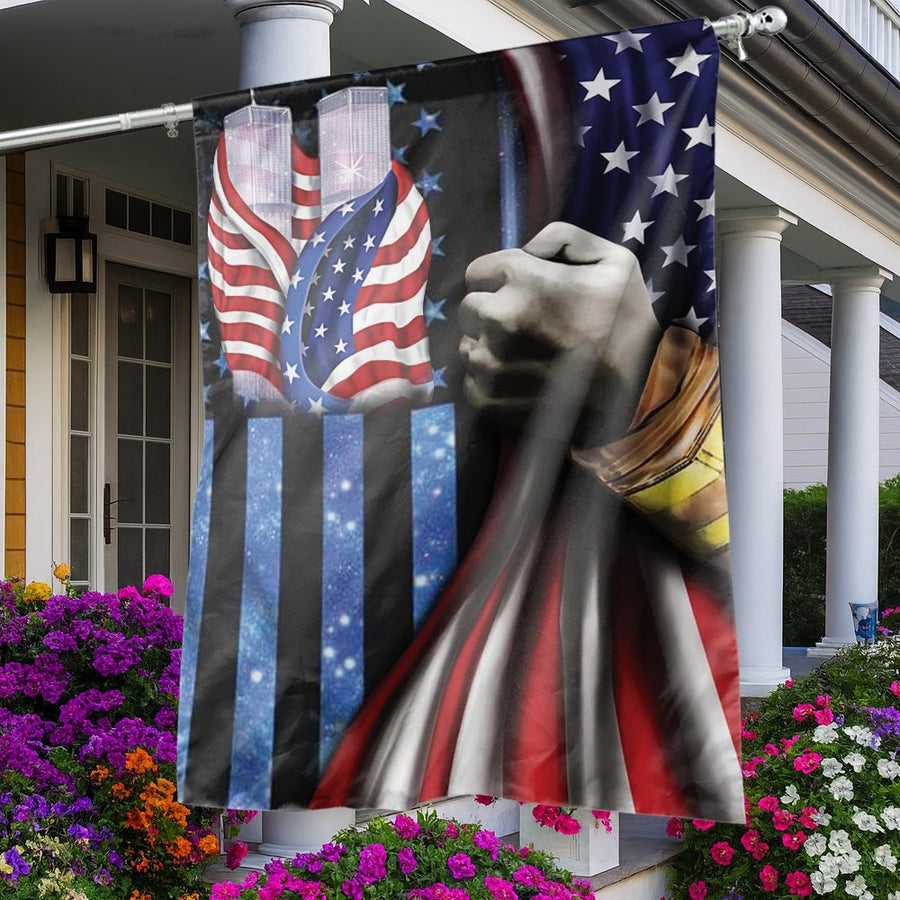 Firefighter 9/11 Memorial Flag | Twin Towers American Patriot Design | Premium Weather-Resistant Polyester | Patriotic Gift for Fireman