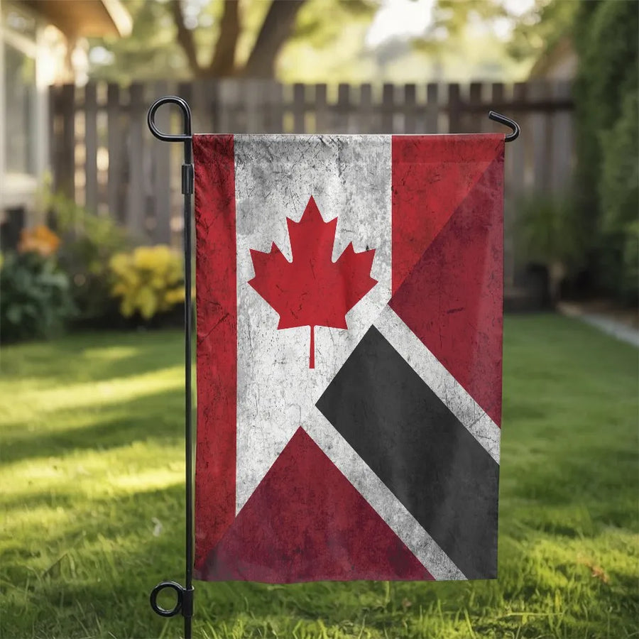 Canadian Trinidadian Heritage Flag | Distressed Combined National Flags Design | Premium Weather-Resistant Polyester | Outdoor Yard Decor & Patriotic Gift