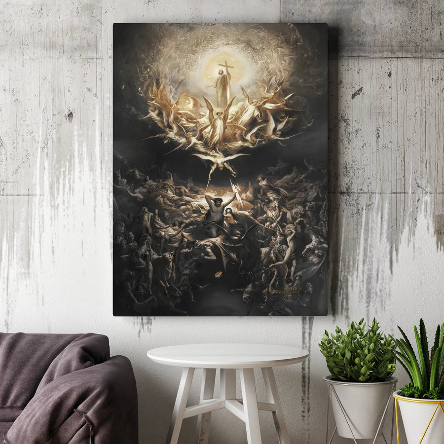Fall of the Rebel Angels Canvas Art | Dramatic Biblical Fine Art Print | Gallery Quality 1.25 inch Wrapped Wall Decor | Spiritual Religious Gift