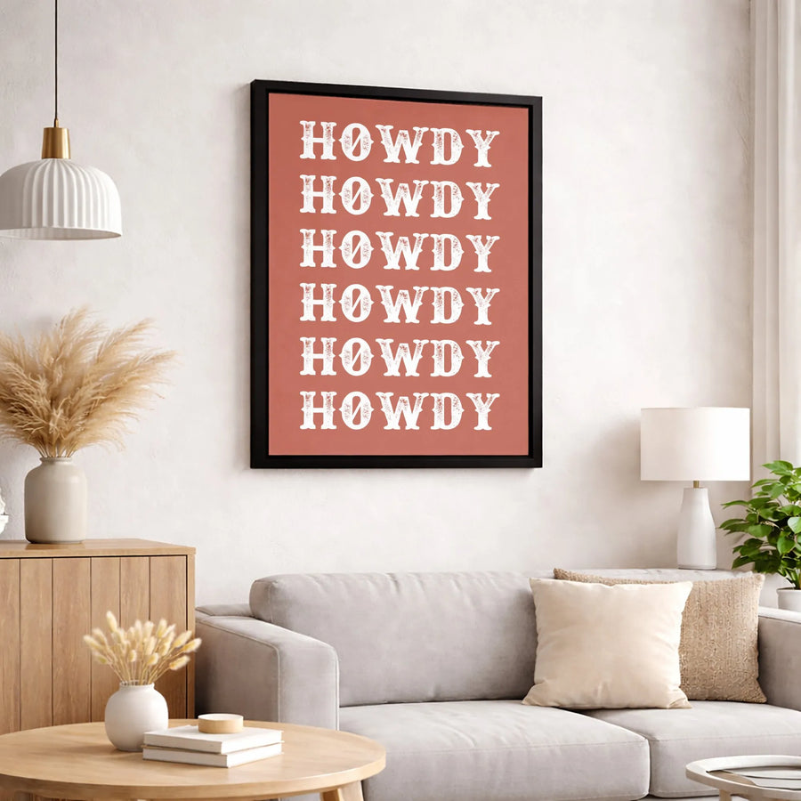 Howdy Wall Art Canvas | Western Typography Decor | Premium Gallery Wrap Print | Southwestern Aesthetic Home Decor Gift