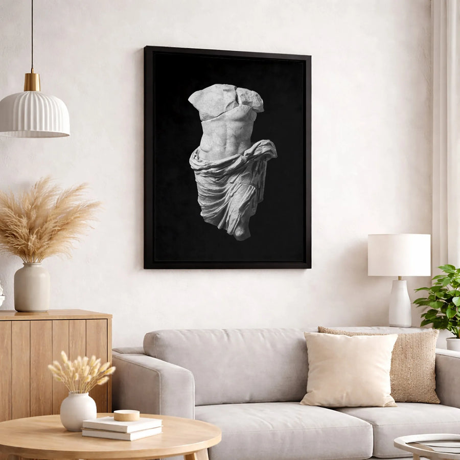 Greek Statue Canvas Art | Classical Male Torso Wall Decor | Gallery-Wrapped Premium Print | Modern Aesthetic Home Gift