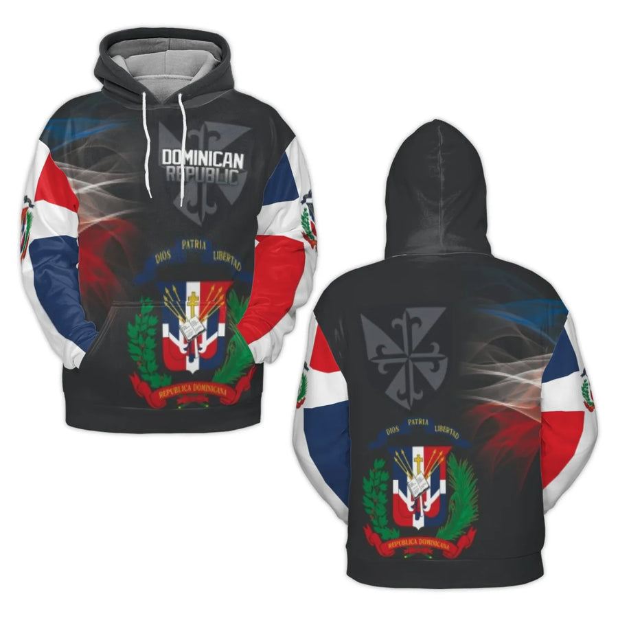 Dominican Republic Hoodie | Dios Patria Libertad Flag Design | Premium 3D Graphic Print | Patriotic Gift for Dominicans