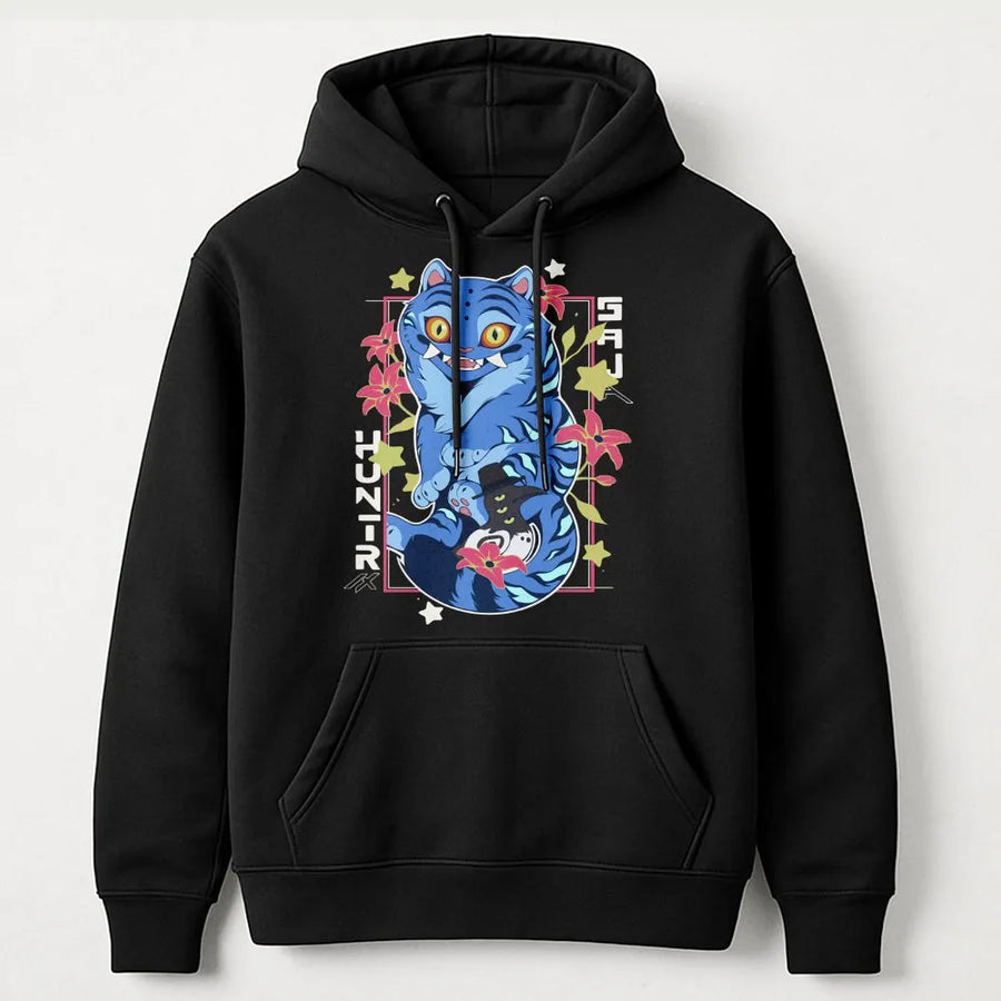 Anime Tiger Hoodie | Cute Japanese Kawaii Demon Cat Graphic | Premium Cotton Blend | Unisex Streetwear Gift for Teens and Adults