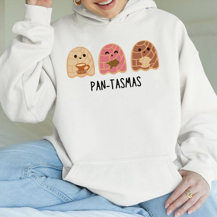 Pantasmas Ghost Conchas Hoodie | Cute Mexican Pan Dulce Graphic | Premium Cotton Blend Sweatshirt | Funny Halloween Gift for Latina Foodies