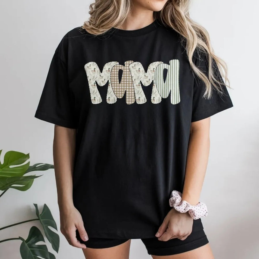 Mama T-Shirt | Mallard Duck Hunting Print | 100% Soft Cotton Tee | Cute Gift for Duck Mom and Outdoor Lover