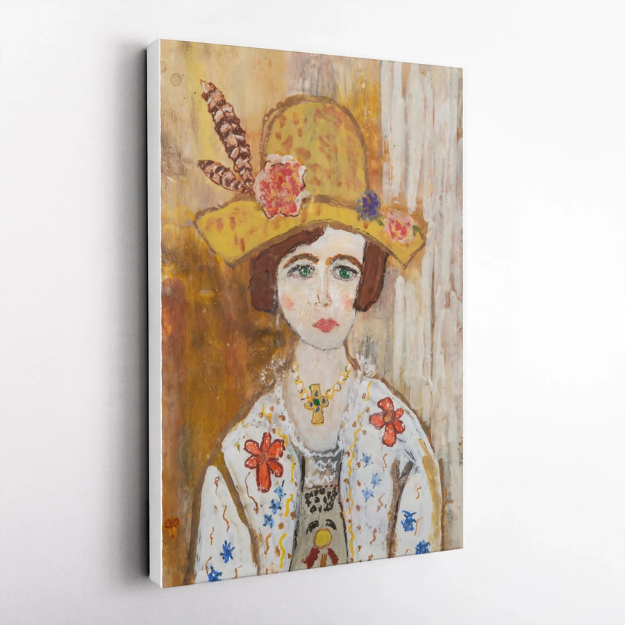 Suffragette Portrait Canvas Print | Vintage Style Folk Art Painting | Thick Gallery Wrap Canvas | Historical Wall Decor Gift for Her
