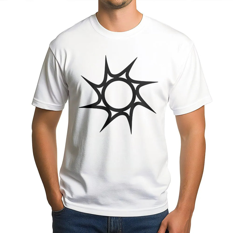 Geometric Sun Symbol T-Shirt | Minimalist Star Graphic | Premium Cotton Tee | Unisex Y2K Emo Aesthetic Gift for Gamers