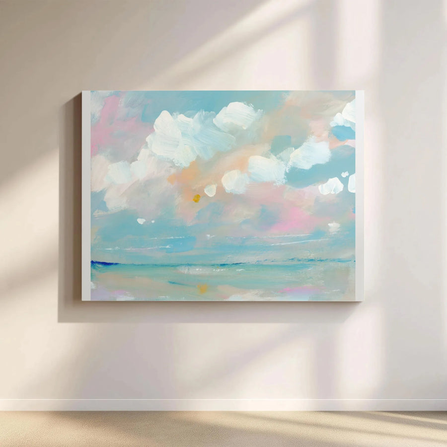 Abstract Seascape Canvas Print | Textured Brushstroke Ocean Art | Premium Gallery Wrapped Canvas | Modern Coastal Home Decor Gift