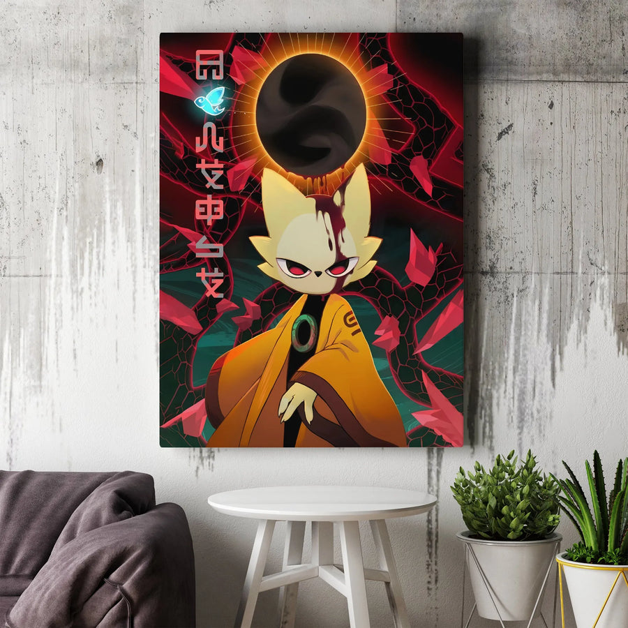Anime Fox Spirit Wall Art | Dark Eclipse Aesthetic Canvas Print | 1.25-Inch Gallery Wrap | Premium Decor Gift for Otaku Gamers