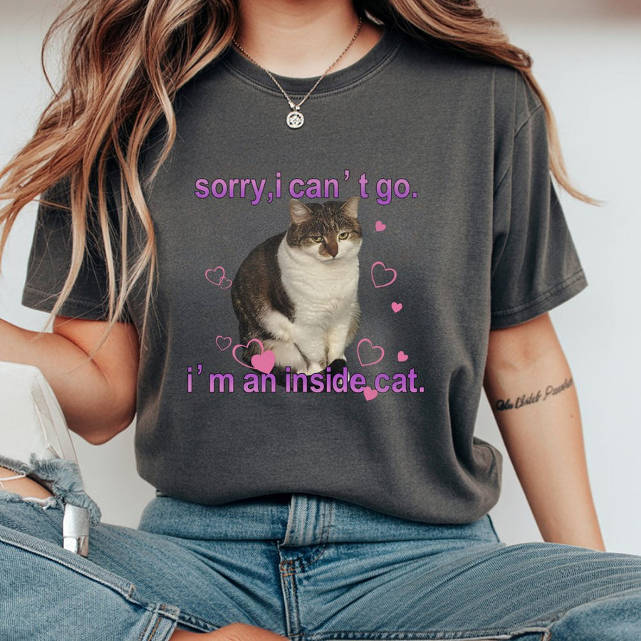 Inside Cat T-Shirt | Funny Introvert Graphic Design | Premium Cotton Unisex Tee | Cute Pet Lover Gift For Men And Women