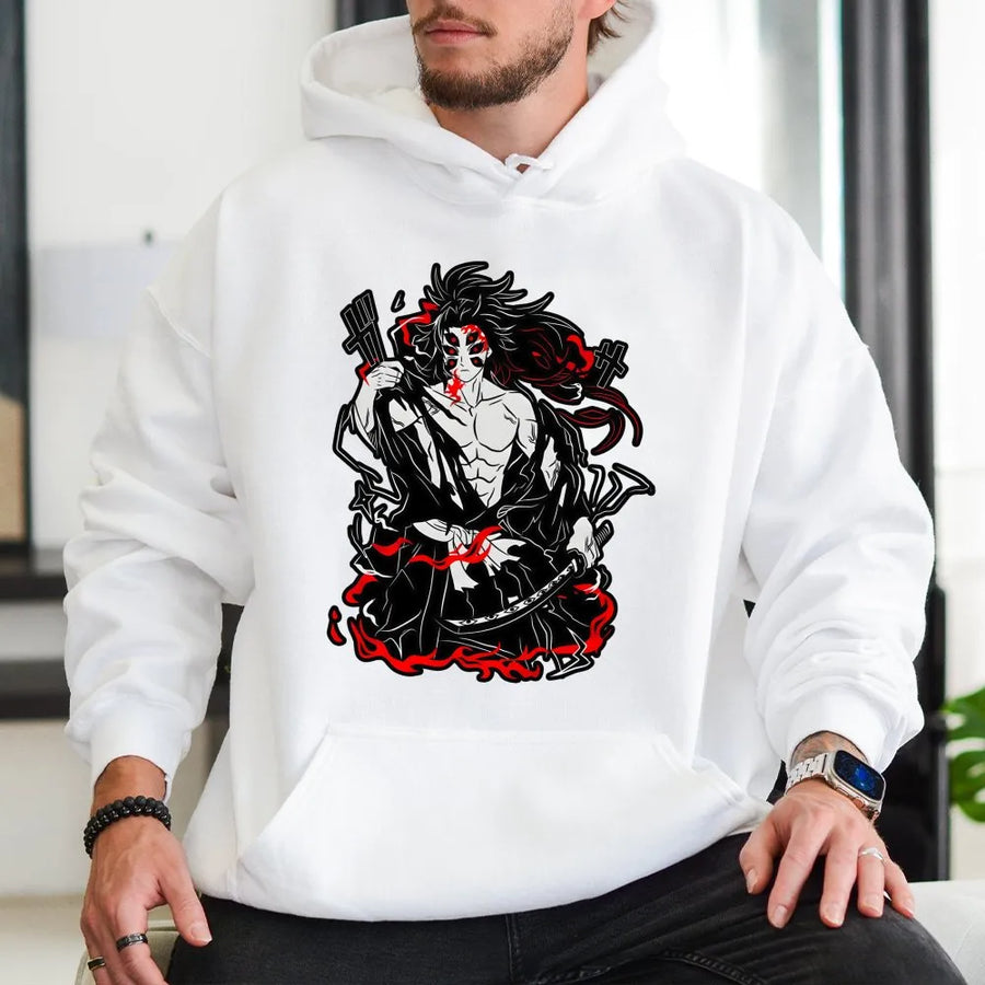 Japanese Anime Samurai Hoodie | Dark Fantasy Warrior Graphic | Premium Cotton Blend Sweatshirt | Unique Gift for Anime Fans and Otaku