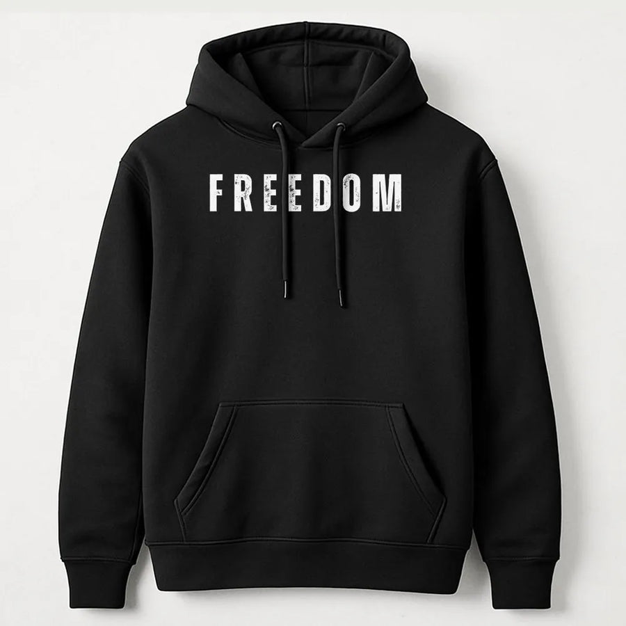 Freedom Graphic Hoodie | Distressed Lettering Print | Premium Cotton Blend | Patriotic Apparel For Conservative Supporters