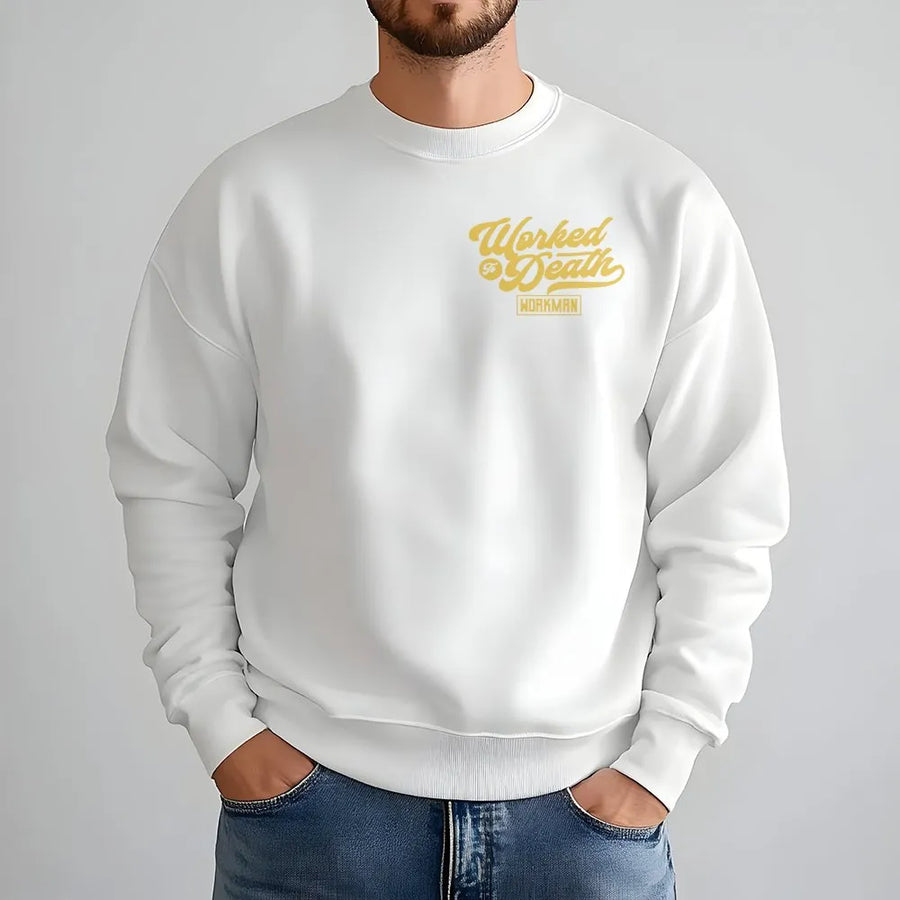 Worked To Death Sweatshirt | Construction Worker Gift | Premium Cotton Blend | Funny Graphic Pullover For Builders And Contractors