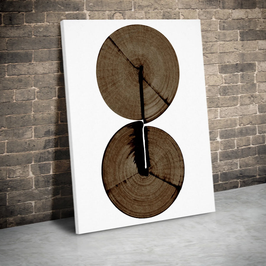 Wood Slice Vertical Canvas Print | Abstract Tree Ring Graphic | Premium Gallery Wrapped Canvas | Modern Rustic Home Decor Gift for Living Room