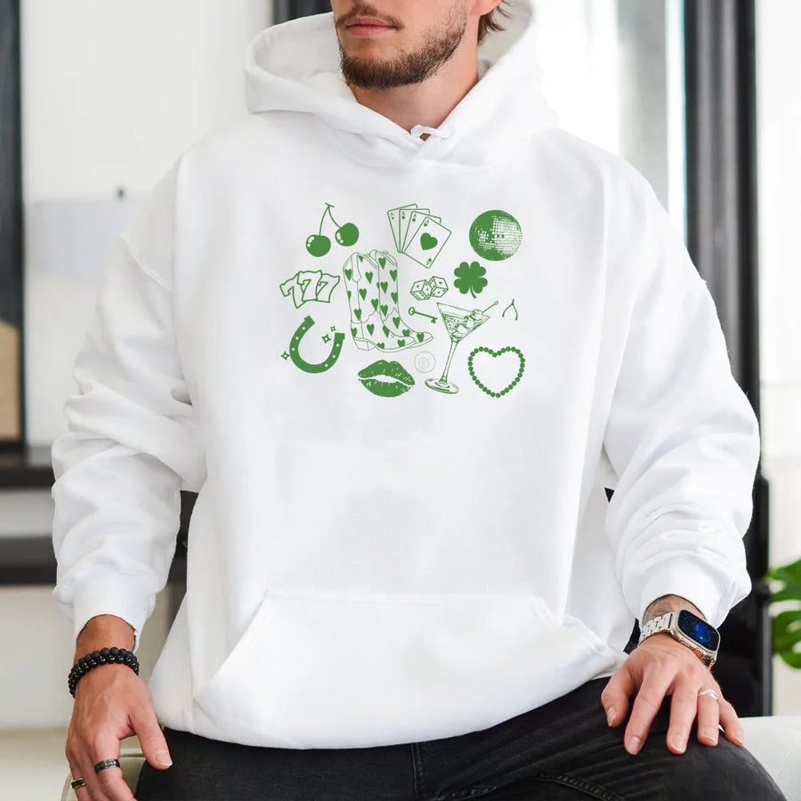 Western Cowgirl Hoodie | Lucky Charm Casino Graphic Print | Premium Cotton-Blend Fleece | Retro Y2K Style Gift for Her