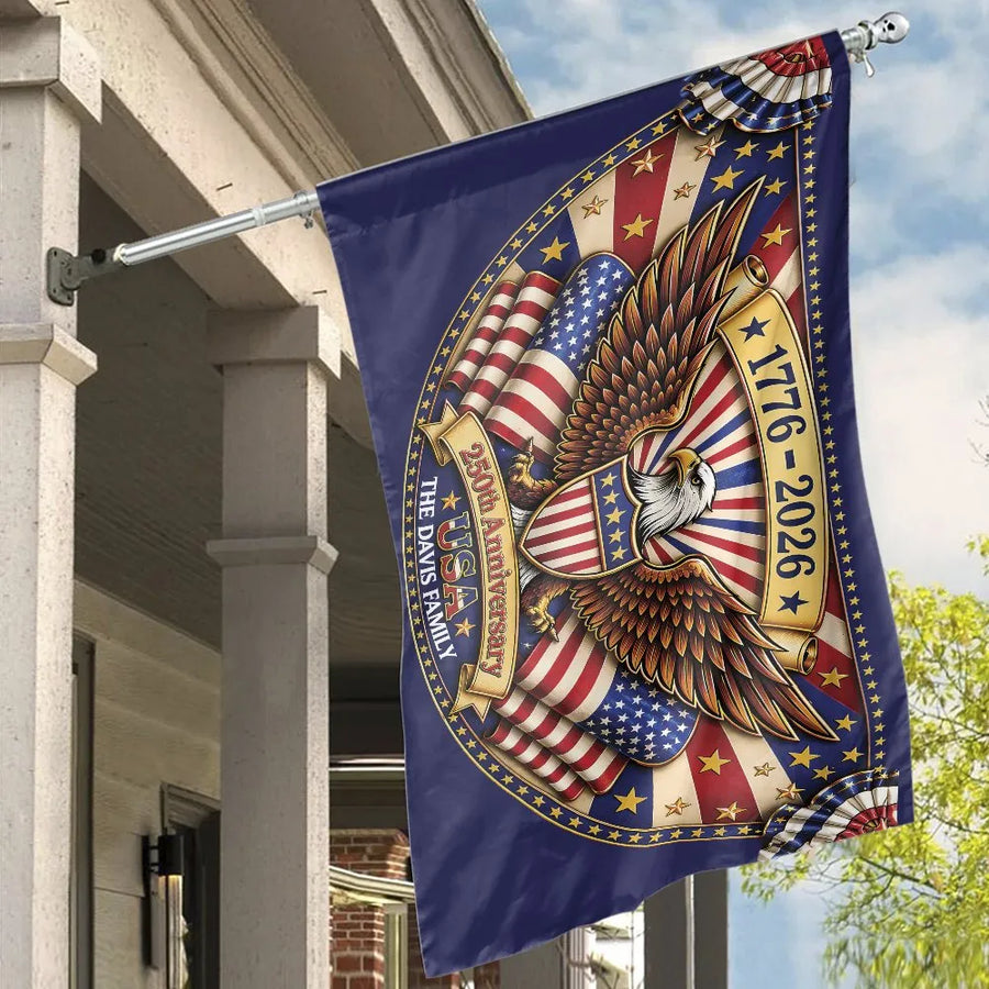 USA 250th Anniversary House Flag | American Eagle Commemorative Design | Double-Sided Weather-Resistant Fabric | Patriotic Yard Decor Gift