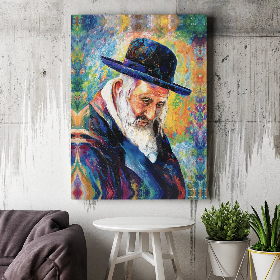 Jewish Rabbi Portrait Canvas | Colorful Abstract Fine Art Print | Premium 1.25 Inch Gallery Wrap | Judaica Wall Decor Gift