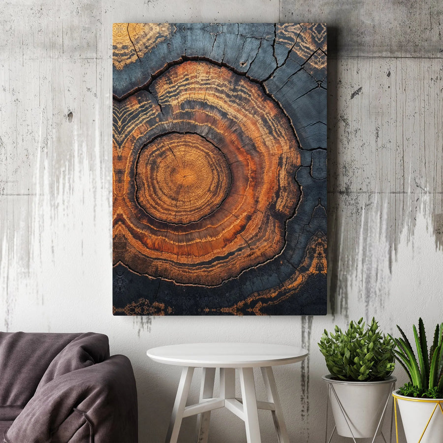 Tree Ring Canvas Art | Rustic Wood Cross Section Print | Premium Gallery Wrapped Canvas | Modern Farmhouse Wall Decor Gift