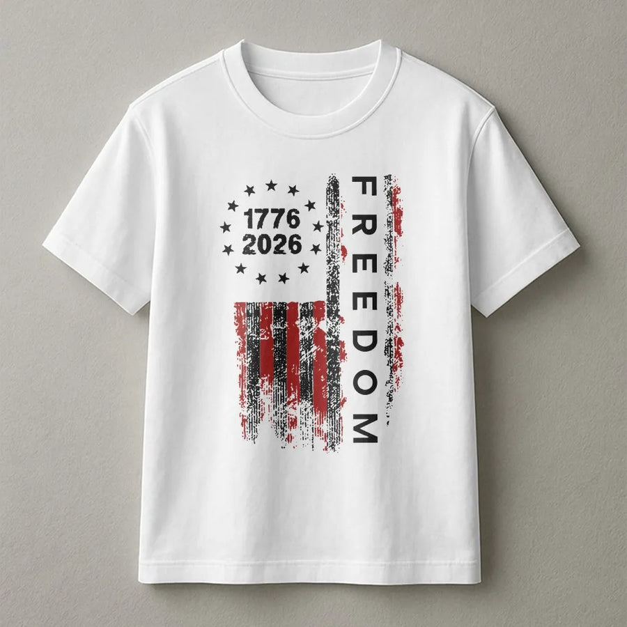 1776 to 2026 T-Shirt | Distressed American Freedom Flag Graphic | Soft 100% Cotton | Patriotic USA Collector's Gift