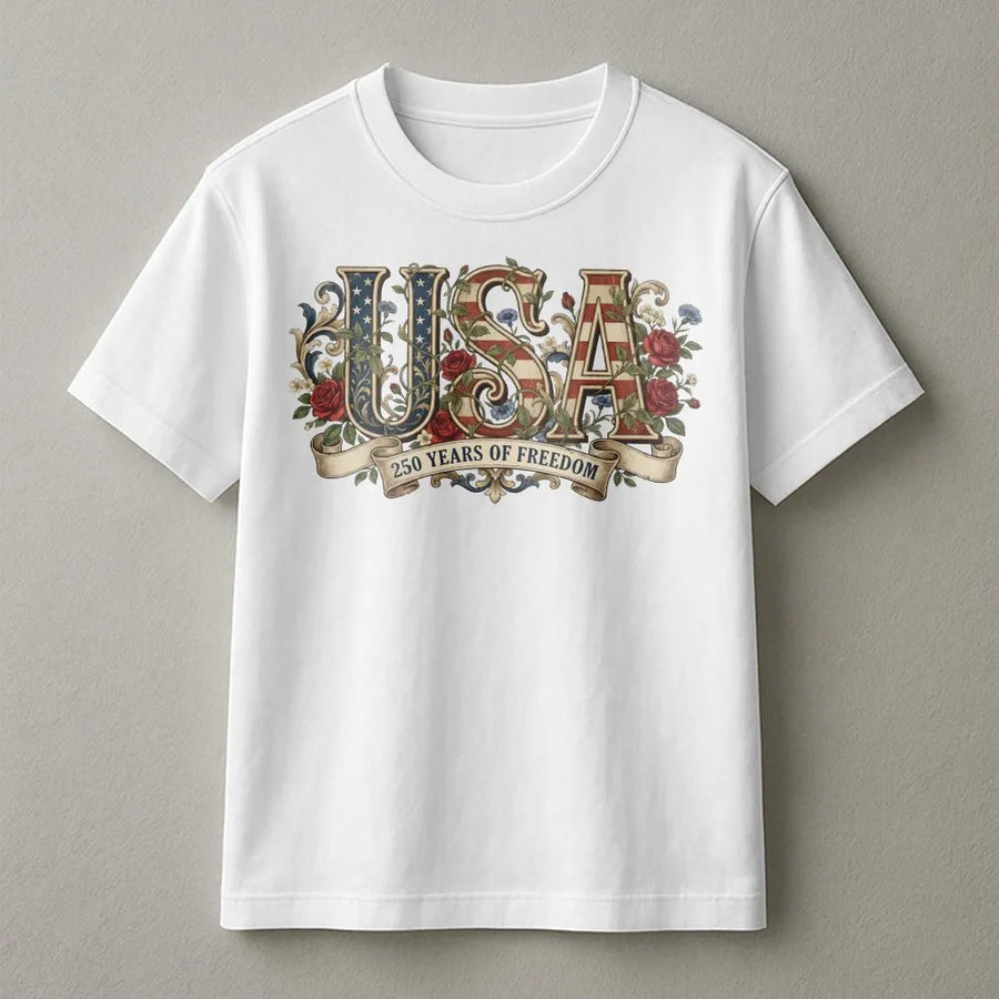 USA 250th Anniversary T-Shirt | Retro Patriotic American Flag Design | 100% Cotton Premium Tee | Fourth of July Independence Day Gift