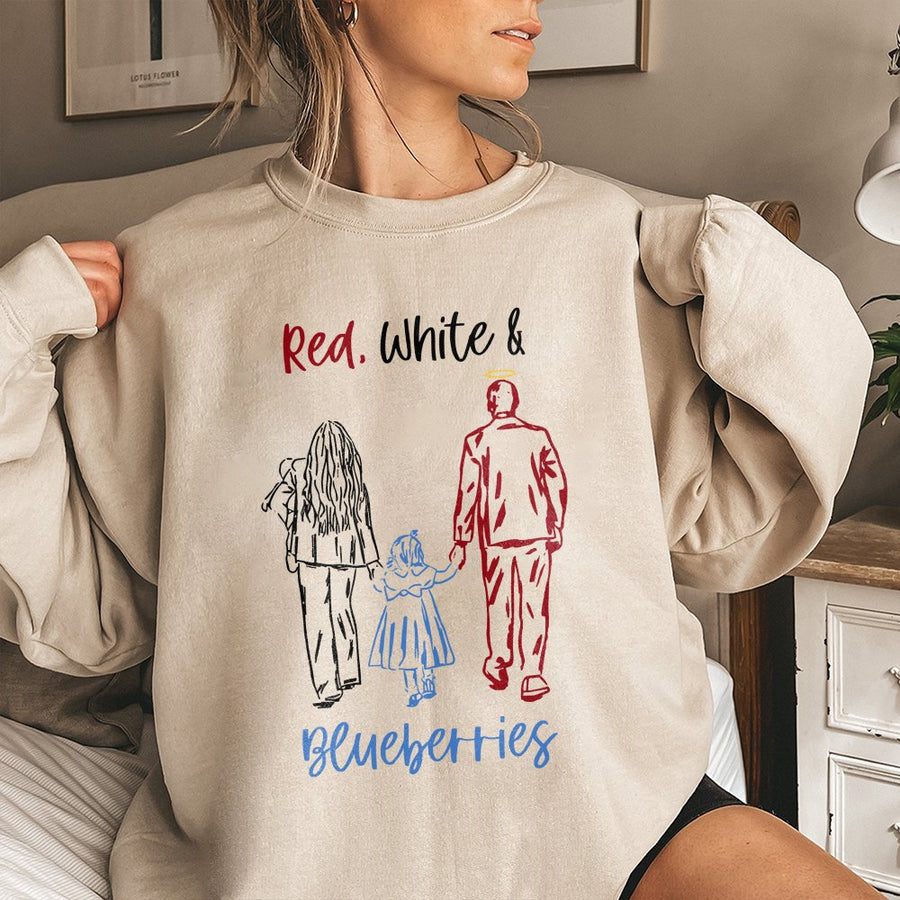 Red White & Blueberries Sweatshirt | Patriotic Family Illustration | Premium Cotton-Blend Fleece | Fourth of July American Apparel Gift