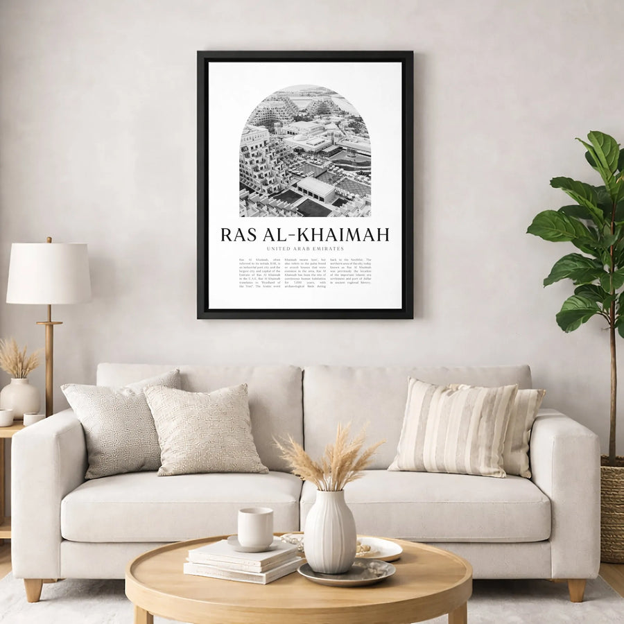 Ras Al-Khaimah Wall Art | UAE City Skyline Definition Print | Premium Gallery Canvas | Travel Gift for Home & Office Decor