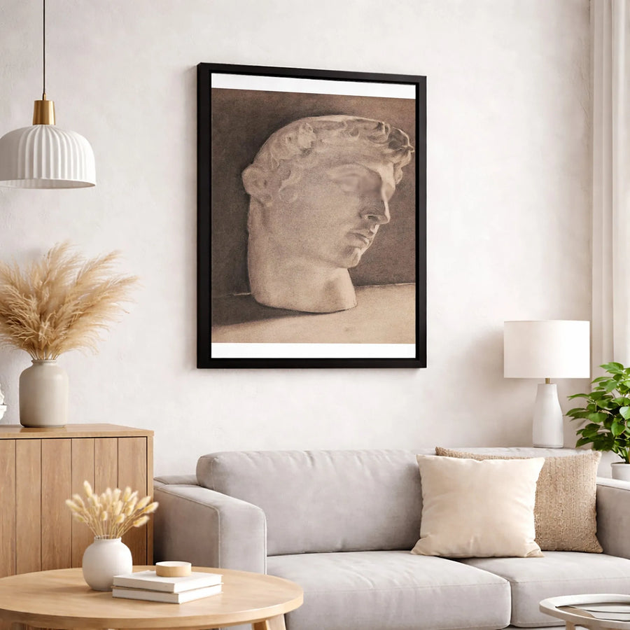 Classical Greek Sculpture Canvas Art | Charcoal Sketch Bust Portrait | Gallery Quality 1.25 Inch Wrap | Premium Minimalist Decor Wall Print