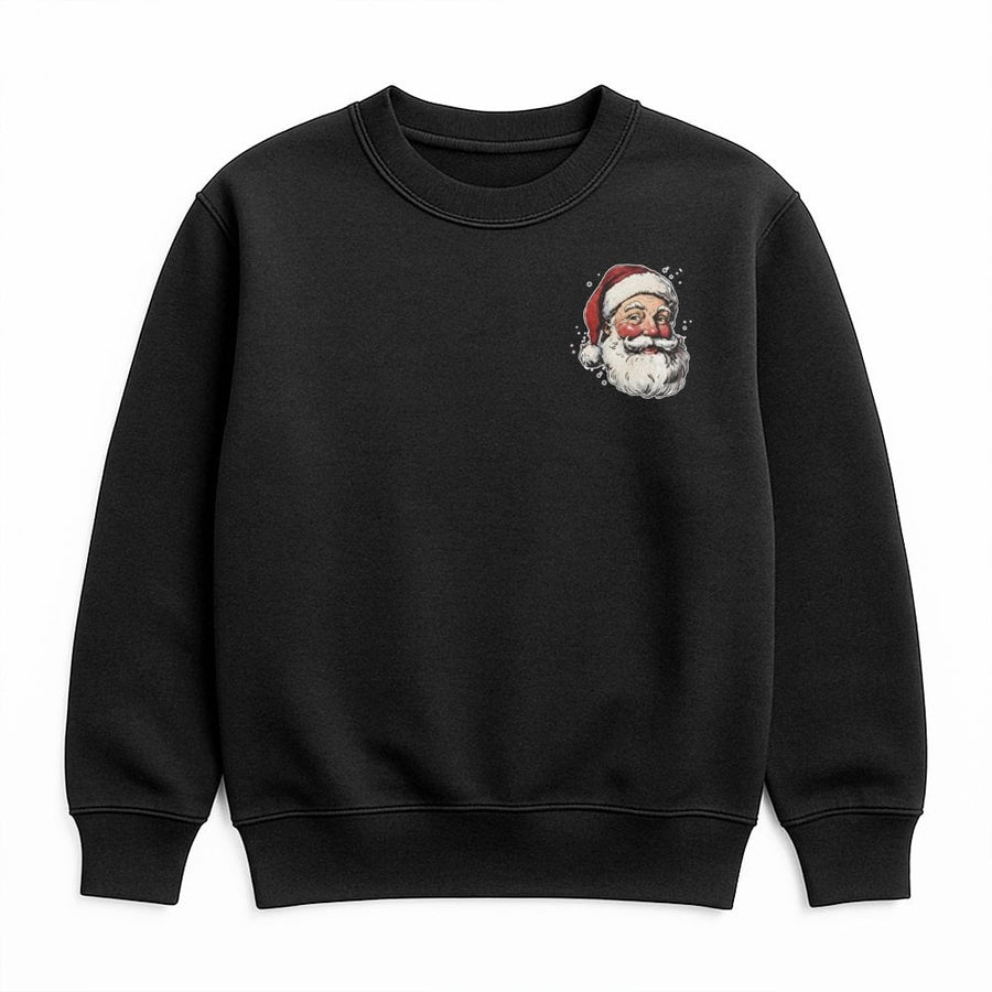 Vintage Santa Claus Sweatshirt | Small Chest Graphic Design | Premium Cotton-Poly Blend | Cozy Holiday Gift for Women and Men