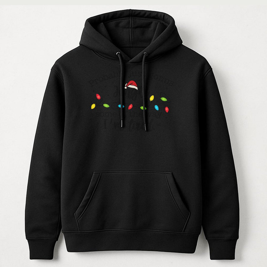Christmas Lights Hoodie | Santa Hat Holiday Graphic | Premium Cotton Blend | Funny Unisex Winter Sweatshirt Gift