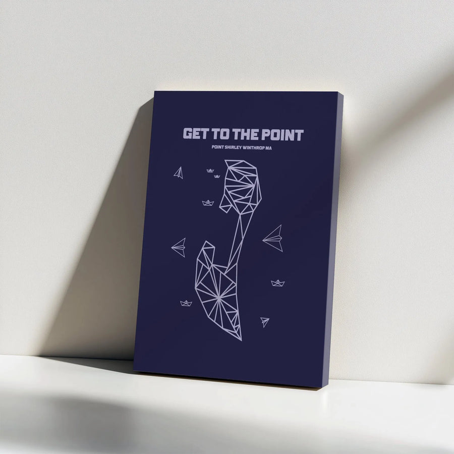 Point Shirley Map Canvas Print | Geometric Blueprint Style Wall Art | Premium Stretched Canvas | Gift for Winthrop MA Resident