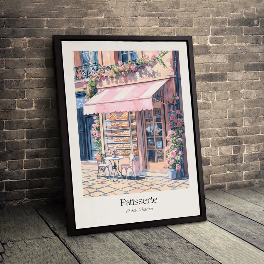 Patisserie Paris Canvas Print | Watercolor Bakery Wall Art | Premium Gallery Wrapped Decor | French Travel Aesthetic Gift for Her