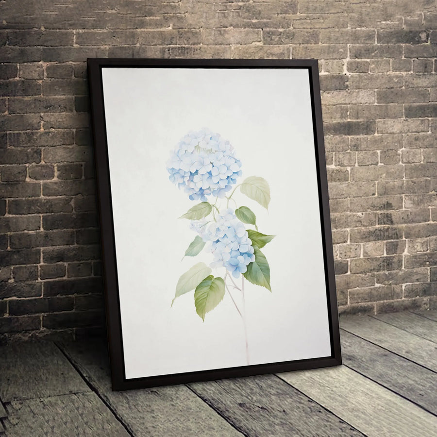 Blue Hydrangea Botanical Canvas Print | Watercolor Flower Wall Art | Gallery Quality Framed or Unframed | Elegant Floral Home Decor Gift