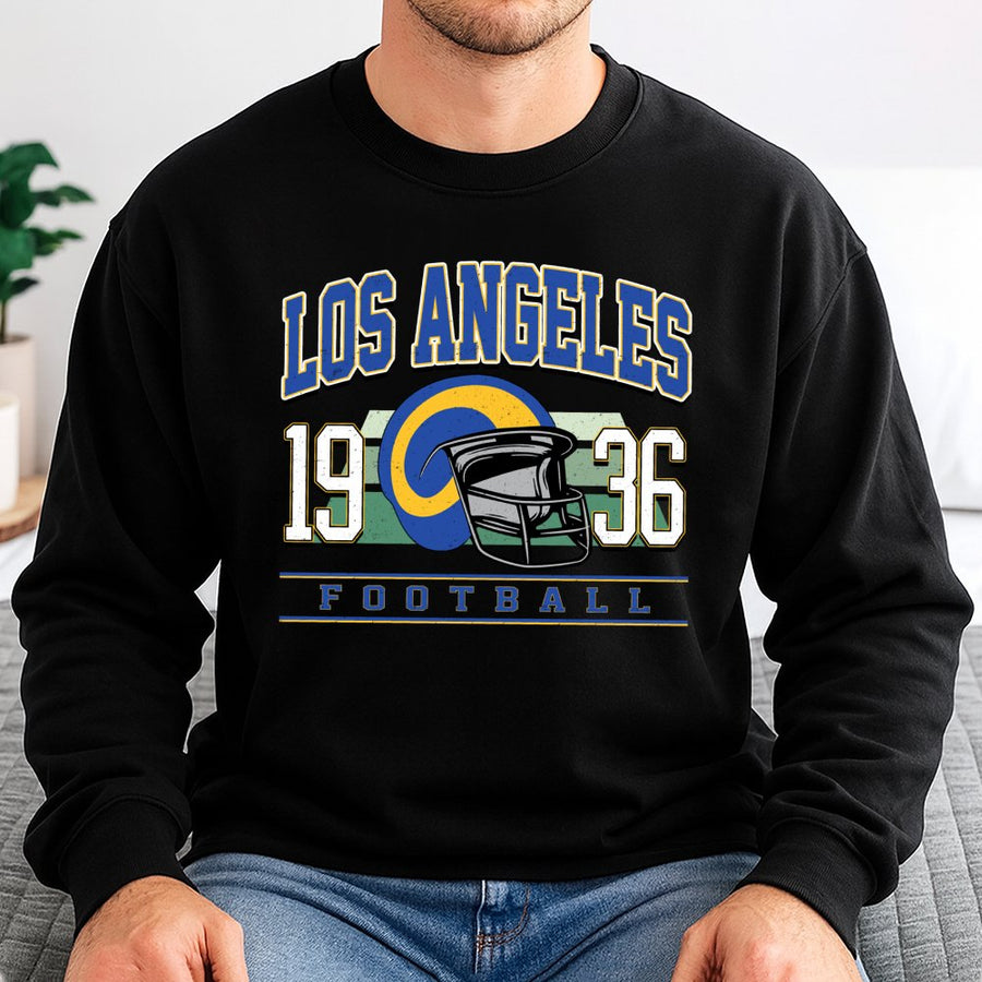 Los Angeles 1936 Football With Los Angeles Rams Vintage Helmet Logo Sweatshirt