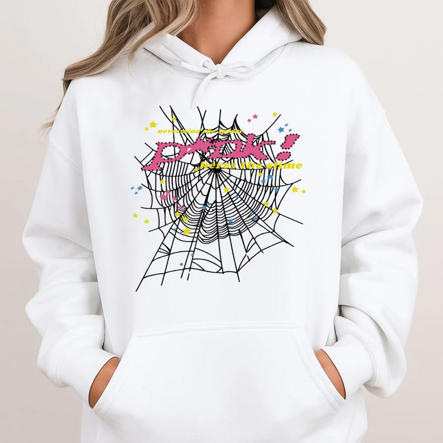 Y2K Spider Web Graphic Hoodie | Retro Aesthetic Streetwear Print | Premium Cotton Blend | Unisex Oversized Gift for Teens & Adults