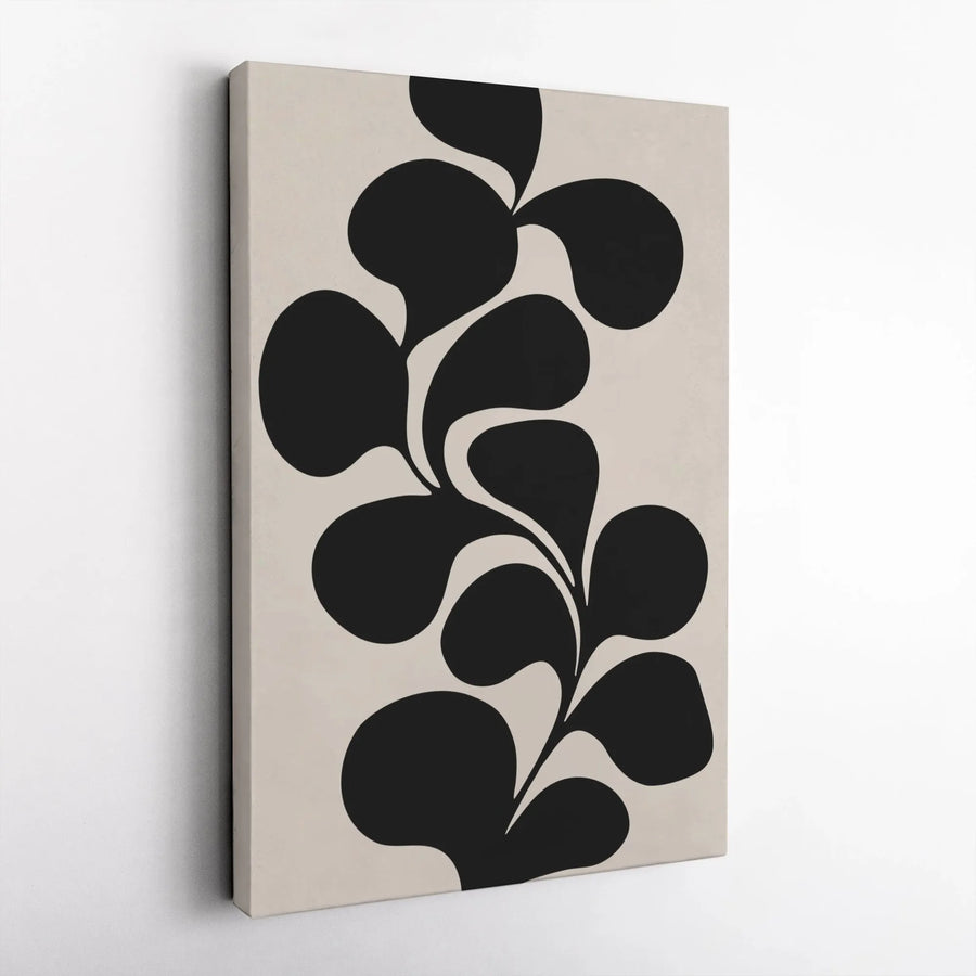 Minimalist Black Botanical Canvas Wall Art | Abstract Vine Leaf Print | Premium 1.25 Inch Gallery Wrap | Modern Home Office Decor Gift