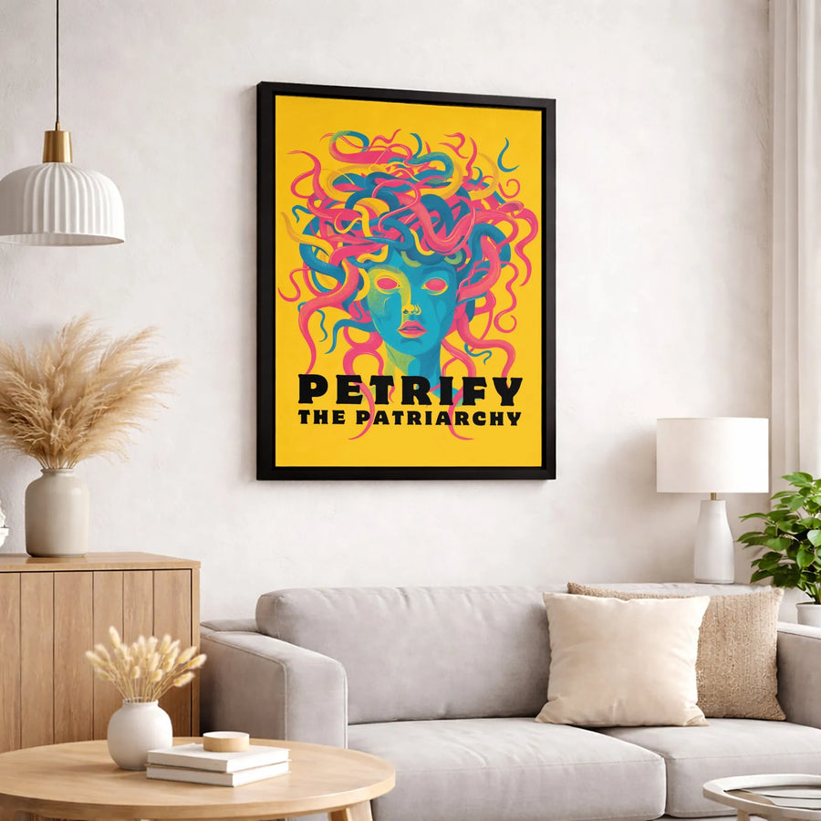 Medusa Wall Art | Petrify The Patriarchy Feminist Quote | Gallery Quality Canvas Print | Empowering Office & Home Decor Gift