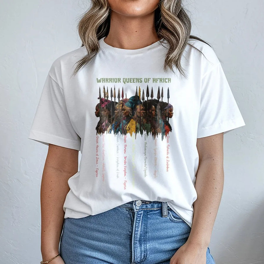 Warrior Queens of Africa T-Shirt | Black History Month Graphic Sweatshirt | Premium Cotton Blend Pullover | Gift for Black Women