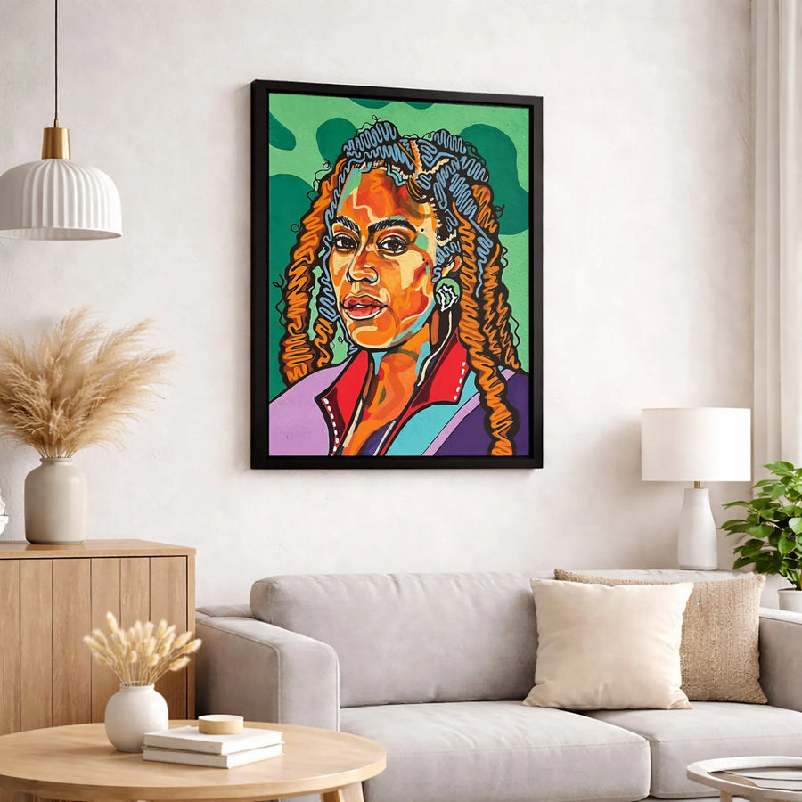 Black Woman Portrait Wall Art | Vibrant Pop Art Canvas Print | Premium 1.25-Inch Gallery Wrap | Modern African American Home Decor Gift