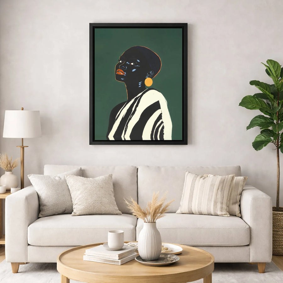 Abstract Black Woman Portrait Canvas | Modern Minimalist Wall Art | Premium Fade-Resistant Print | Elegant Home & Office Decor Gift