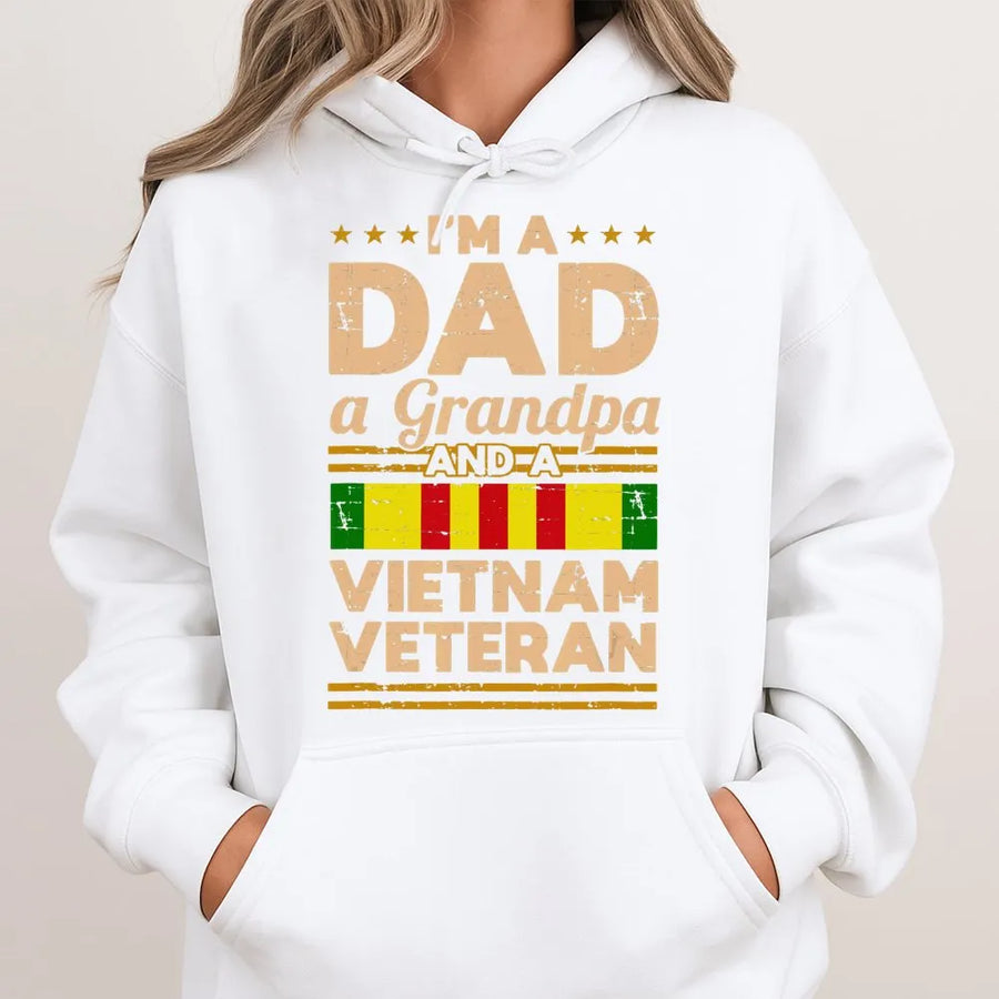 Vietnam Veteran Hoodie | Dad and Grandpa Military Pride Design | Premium Cotton-Blend Sweatshirt | Meaningful Gift for Retired Soldiers