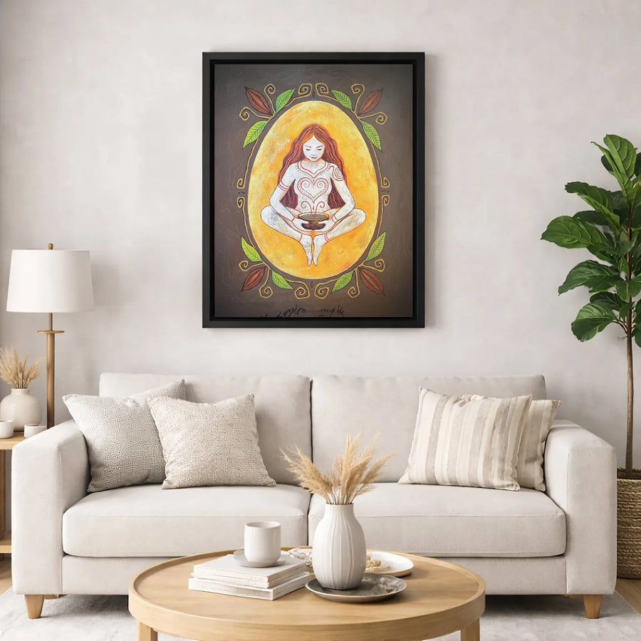 Cacao Goddess Wall Art | Spiritual Meditation Decor | Premium 1.25-Inch Gallery Canvas | Sacred Feminine Gift for Yoga Lovers