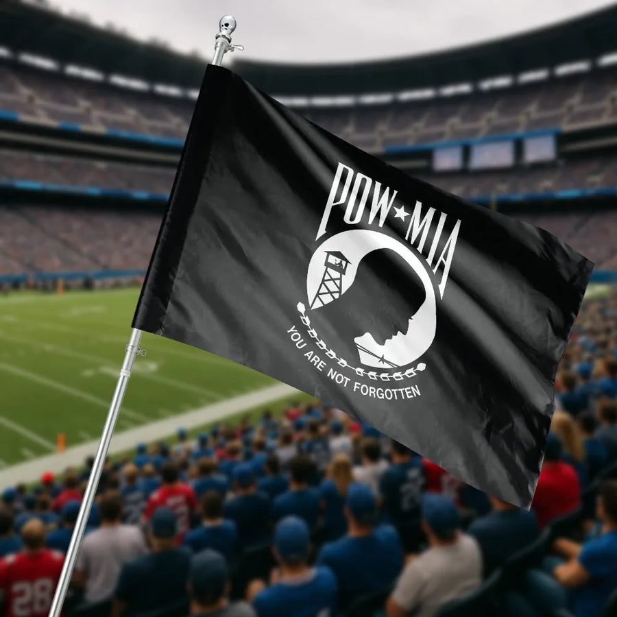 POW MIA House Flag | You Are Not Forgotten Emblem | Weather-Resistant Polyester Banner | Patriotic Military Memorial Gift for Veterans