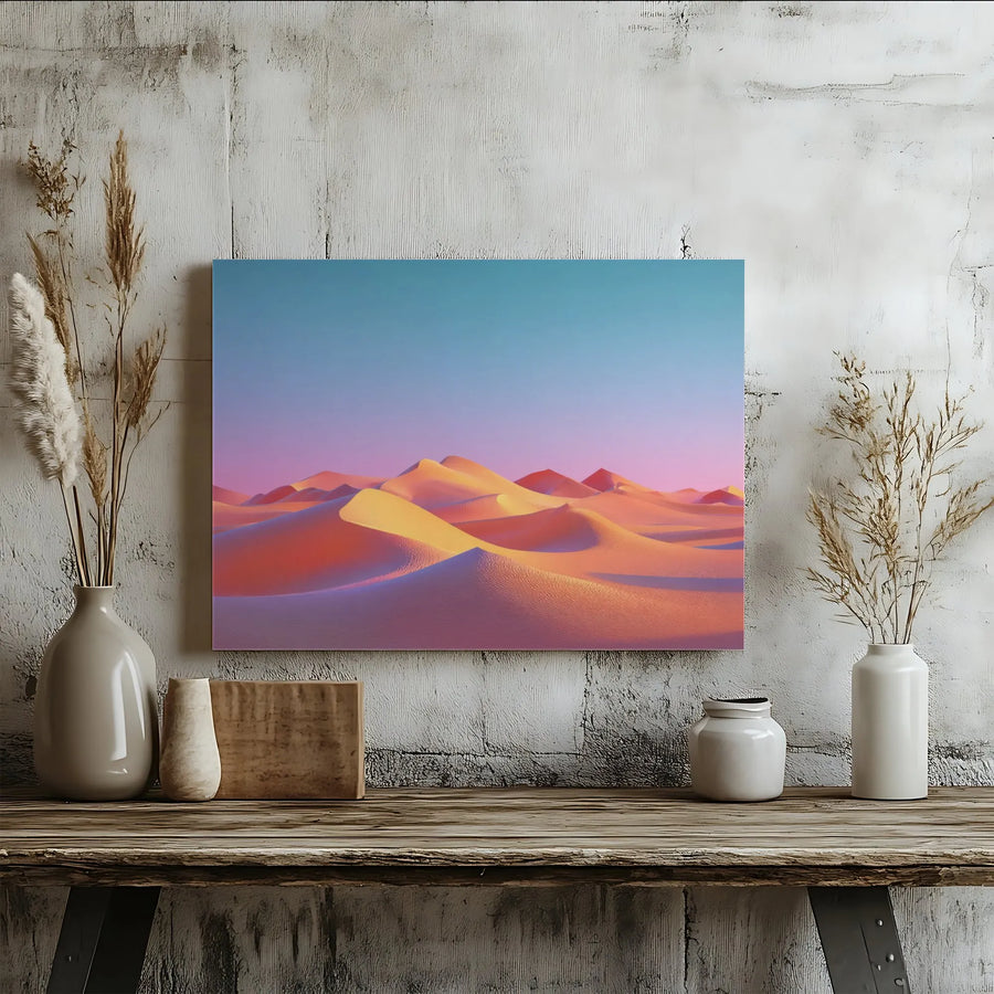 Desert Dunes Canvas Wall Art | Minimalist Sunset Landscape | Premium Gallery Wrapped Canvas | Modern Home Decor Gift for Living Room