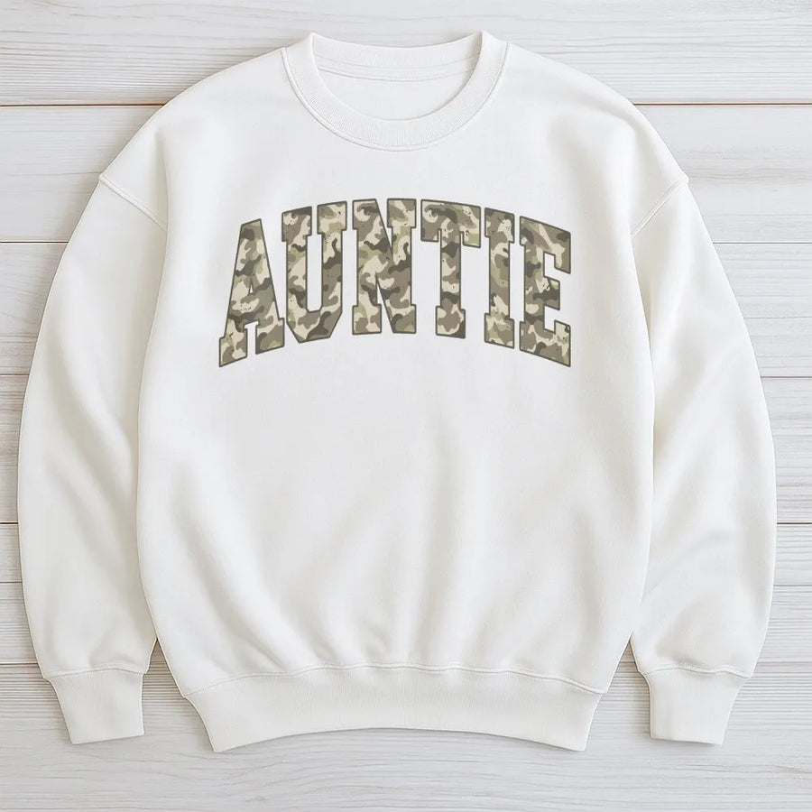 Camo Auntie Shirt | Comfort Colors® Varsity T-Shirt | Premium Cotton | Gift for New Aunt From Niece or Nephew, Future Uncle